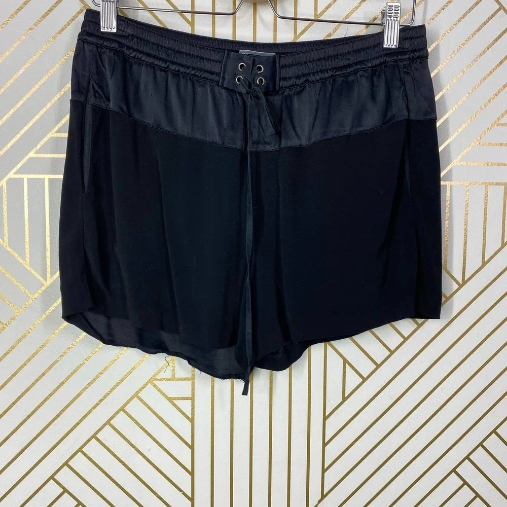 Vince Lace Up Silky Drawstring Shorts Black‎